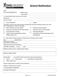 Form CW0338 School Notification - Oregon