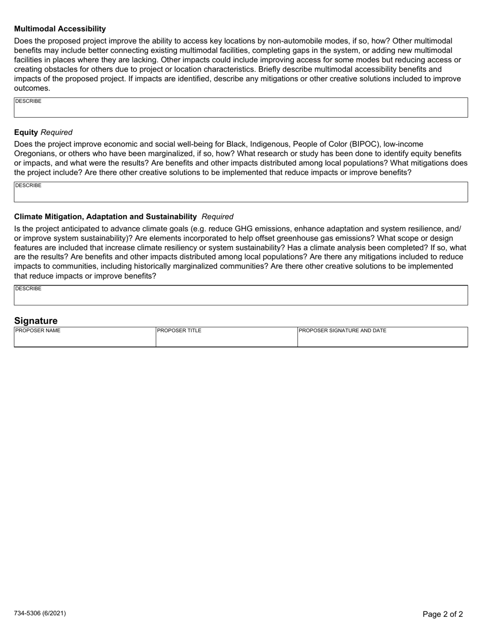 Form 734-5306 Stip Highway Enhance Project Proposal - Oregon, Page 2