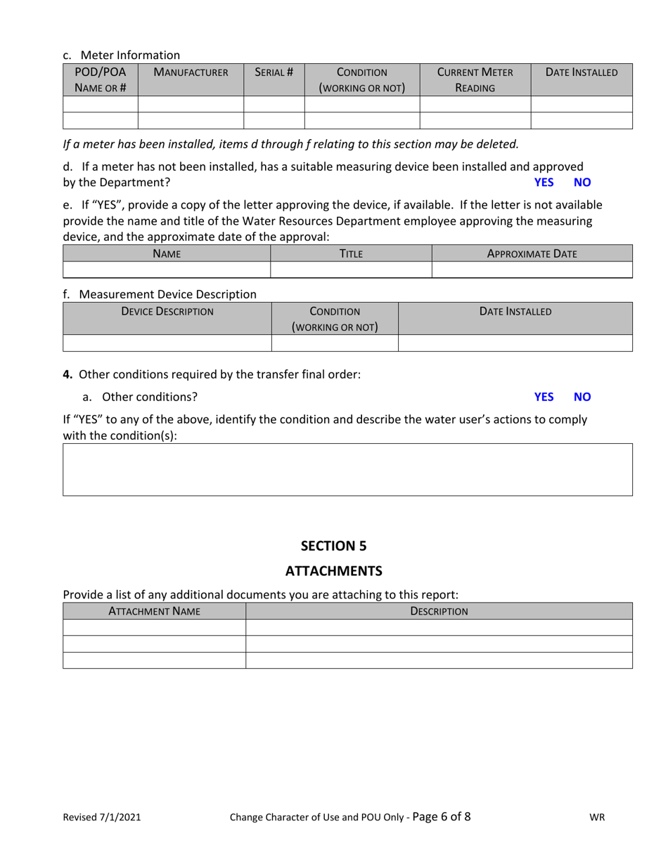 Claim of Beneficial Use for Transfers Character of Use and Place of Use - Oregon, Page 6