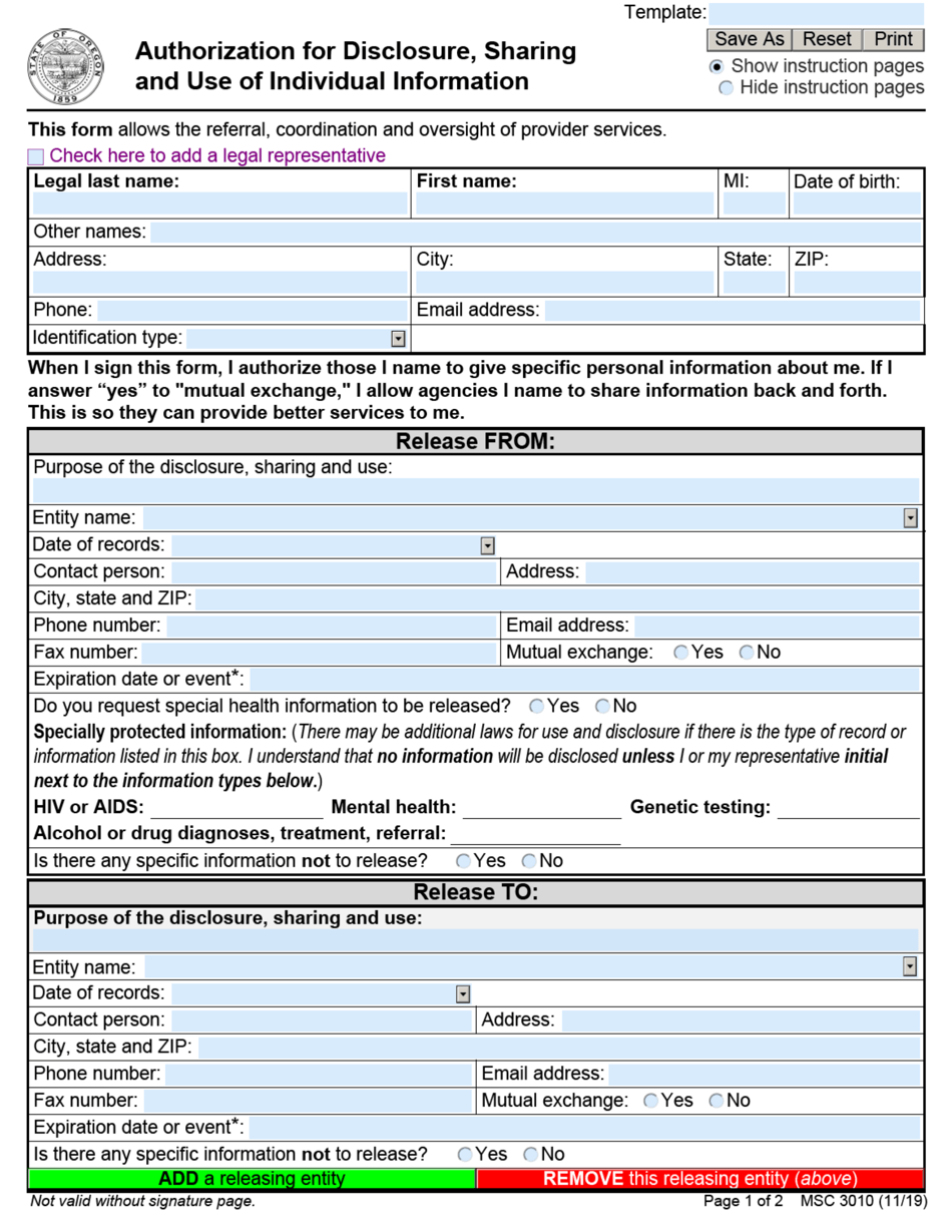 Form Msc3010 Fill Out Sign Online And Download Fillable Pdf Oregon