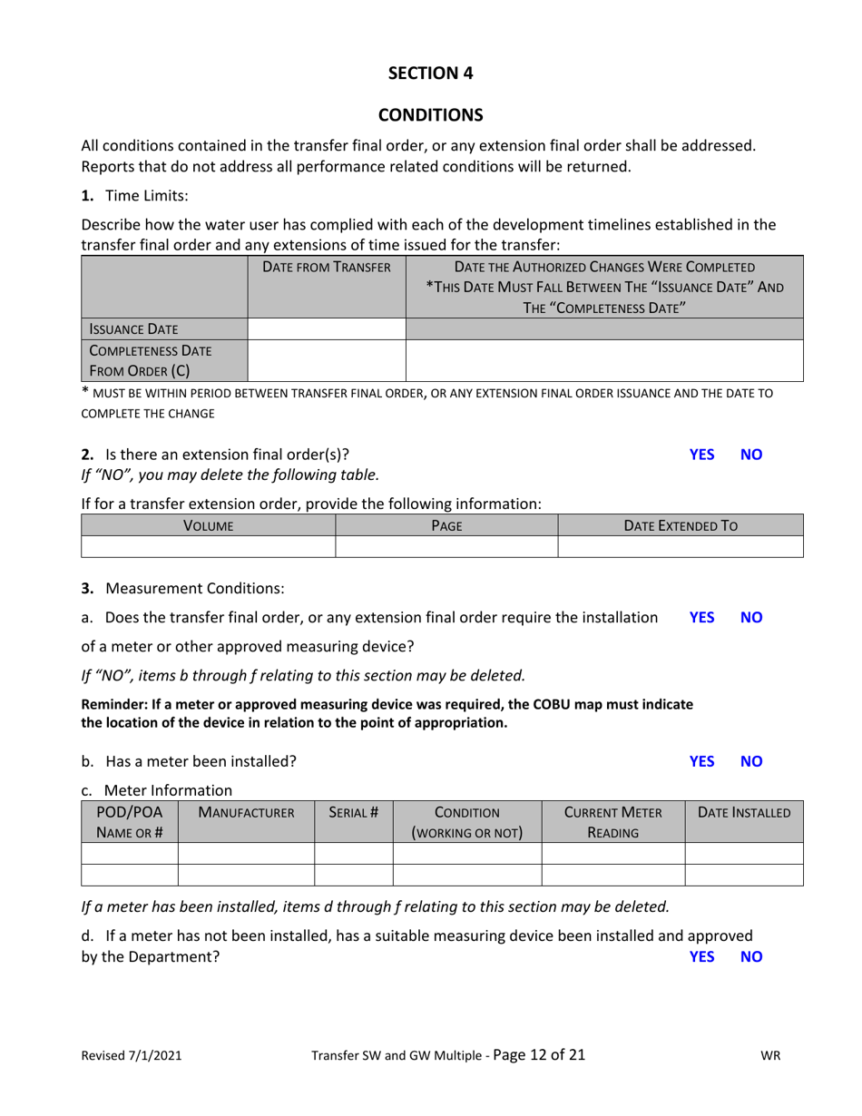 Claim of Beneficial Use for Transfer With Multiple Changes - Surface Water and Groundwater - Oregon, Page 12