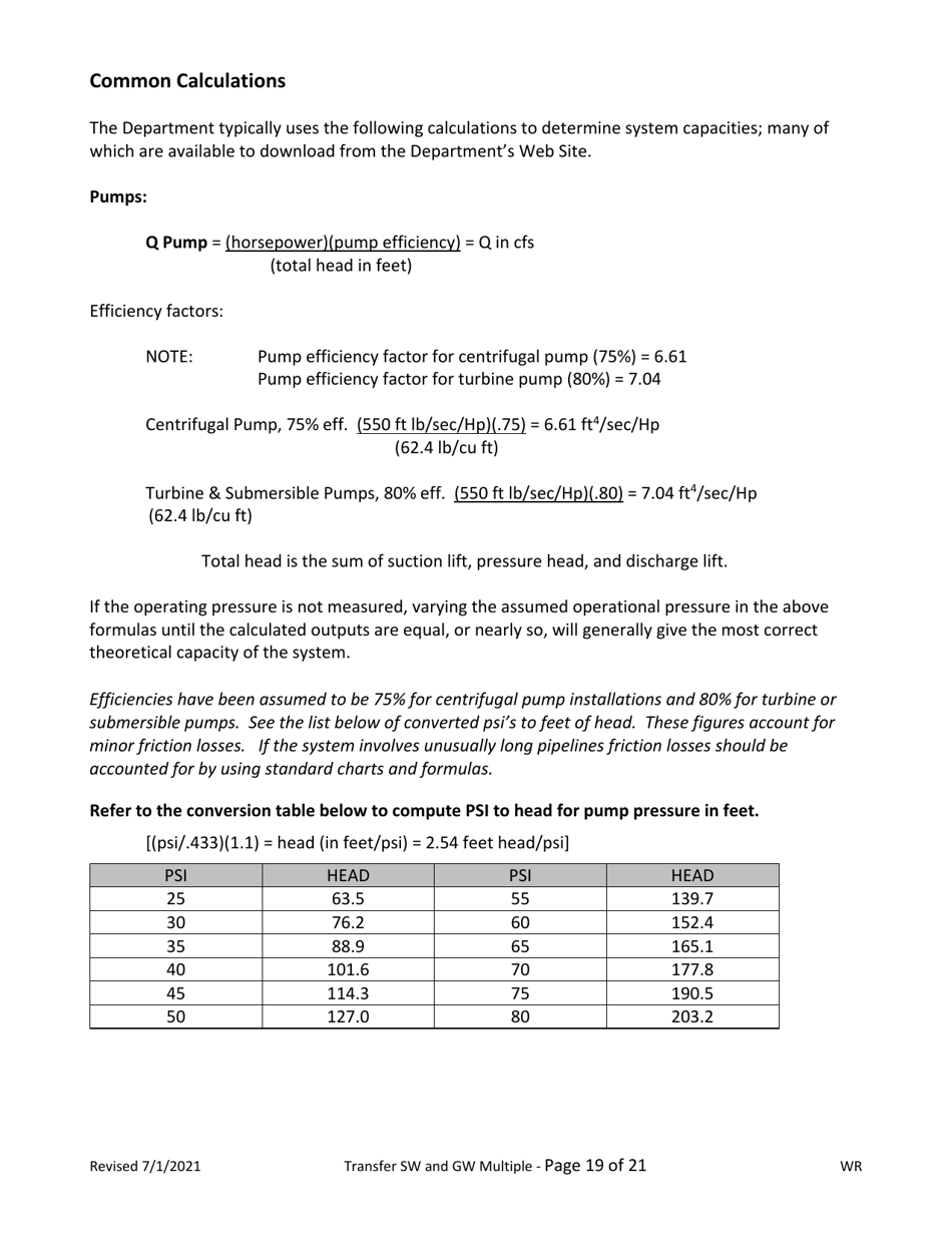 Claim of Beneficial Use for Transfer With Multiple Changes - Surface Water and Groundwater - Oregon, Page 19