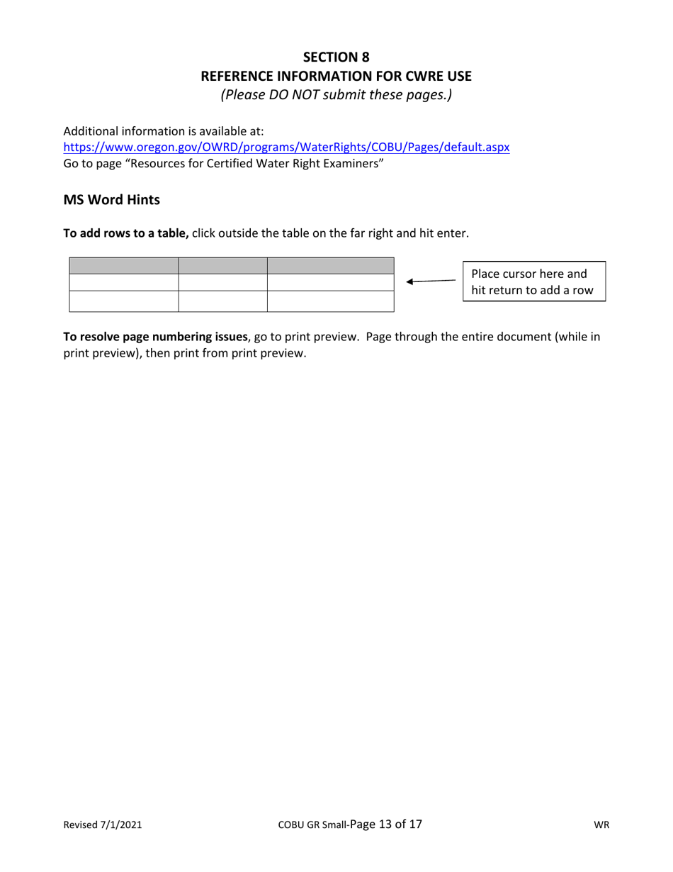 Claims of Beneficial Use for Groundwater Permits Claiming 0.1 Cfs or Less - Oregon, Page 13