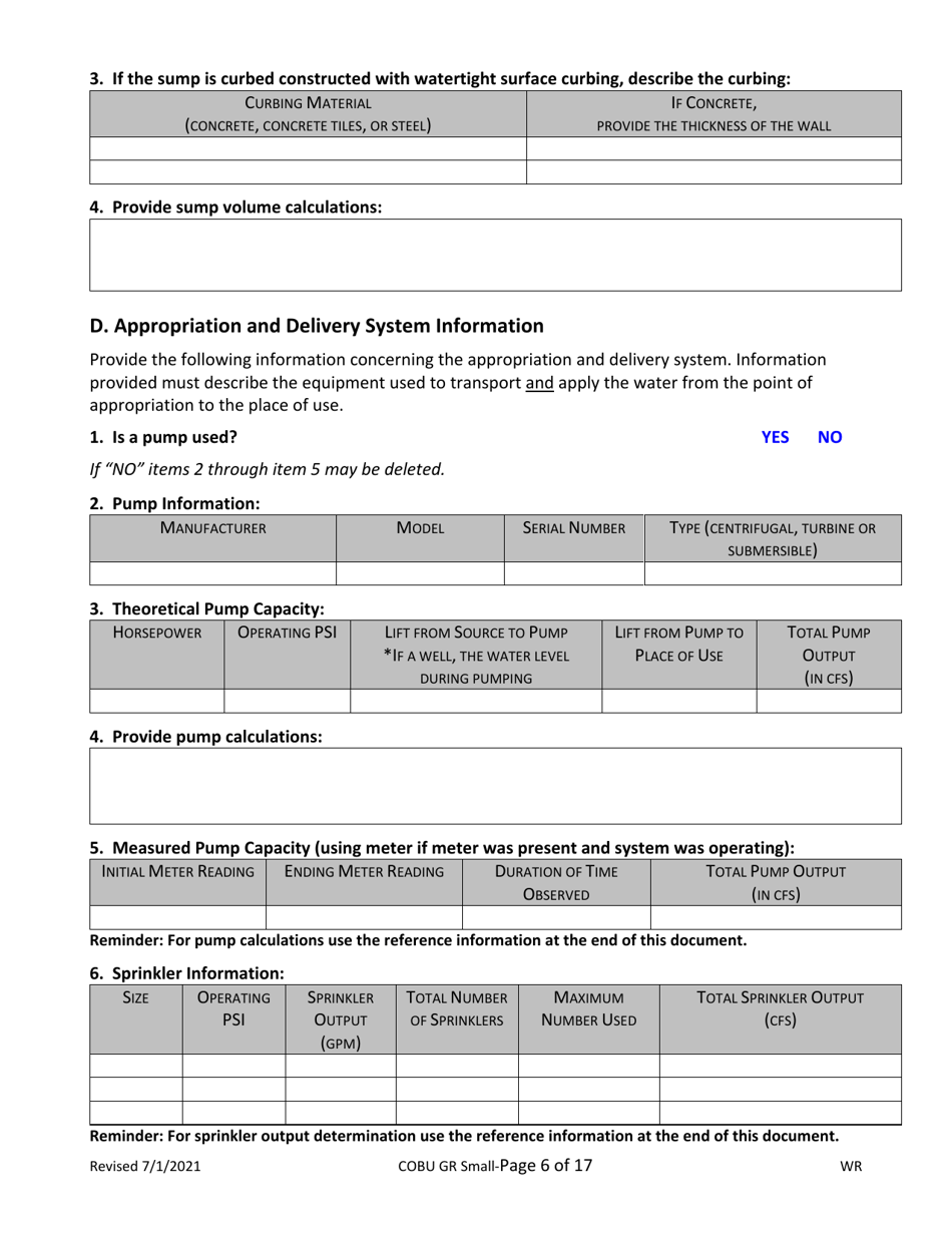 Claims of Beneficial Use for Groundwater Permits Claiming 0.1 Cfs or Less - Oregon, Page 6