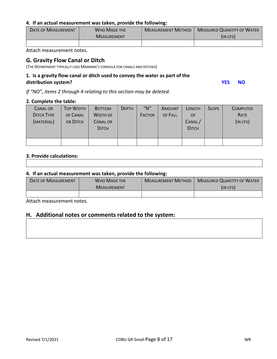 Claims of Beneficial Use for Groundwater Permits Claiming 0.1 Cfs or Less - Oregon, Page 8