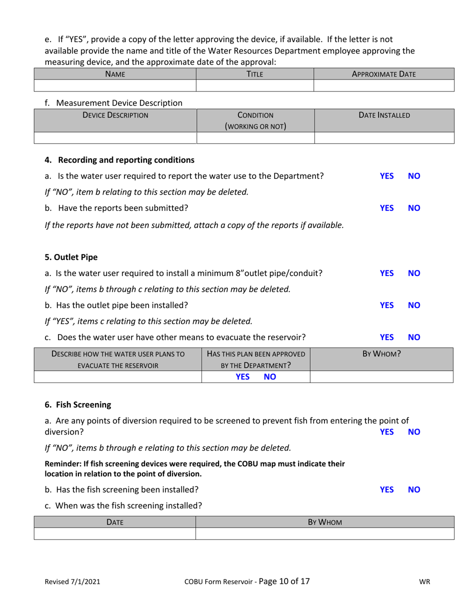 Claims of Beneficial Use for Reservoir Permits by Cwres (Not Self-certified) - Oregon, Page 10