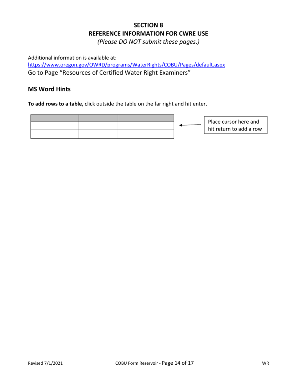 Claims of Beneficial Use for Reservoir Permits by Cwres (Not Self-certified) - Oregon, Page 14