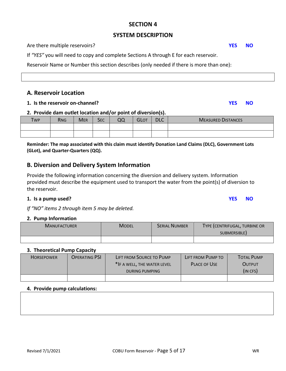 Claims of Beneficial Use for Reservoir Permits by Cwres (Not Self-certified) - Oregon, Page 5