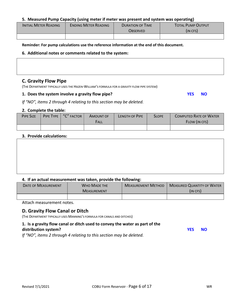 Claims of Beneficial Use for Reservoir Permits by Cwres (Not Self-certified) - Oregon, Page 6