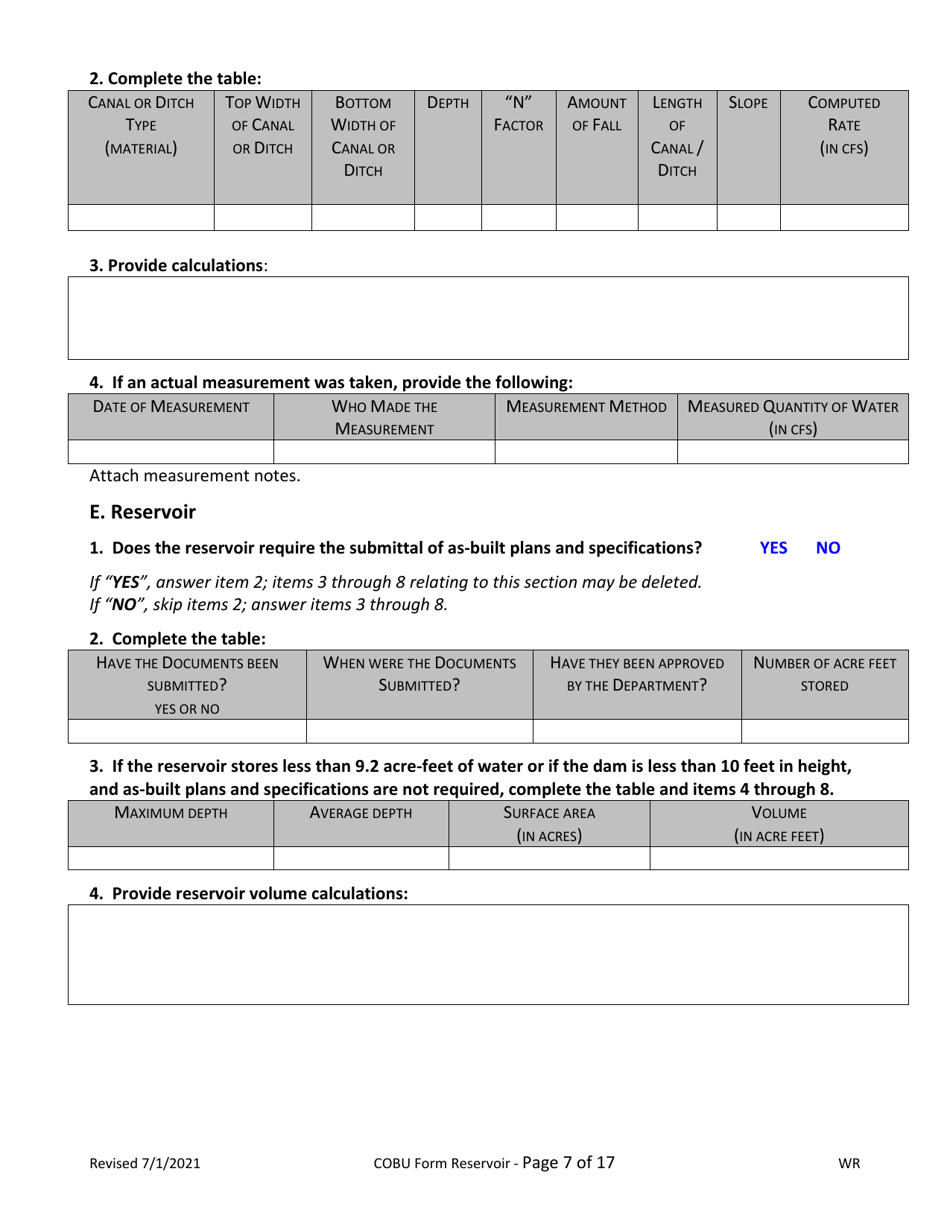Claims of Beneficial Use for Reservoir Permits by Cwres (Not Self-certified) - Oregon, Page 7