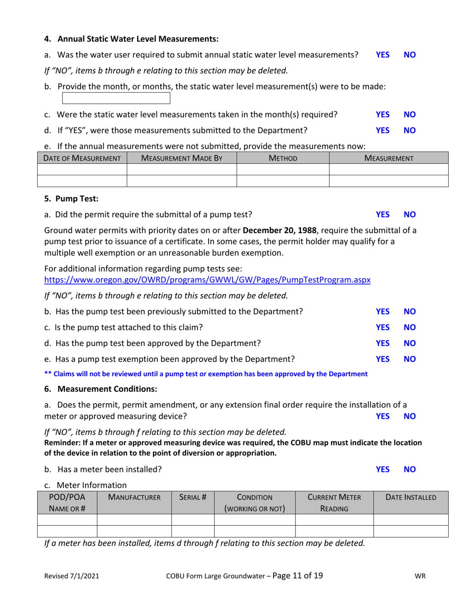 Claims of Beneficial Use for Groundwater Permits (Claiming More Than 0.1 Cfs) - Oregon, Page 11