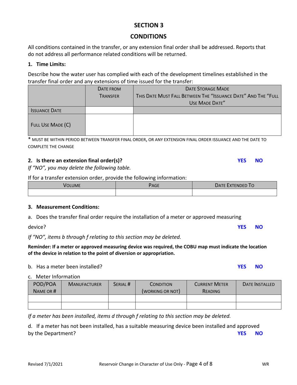 Claims of Beneficial Use for Transfers Changing Character of Use of a Reservoir Only - Oregon, Page 4