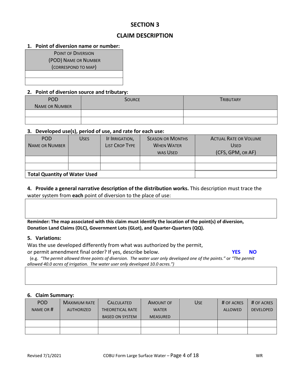 Claims of Beneficial Use for Surface Water Permits Claiming More Than 0.1 Cfs - Oregon, Page 4