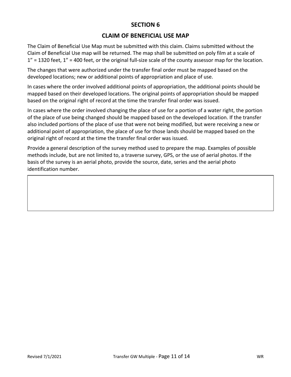 Claims of Beneficial Use for Transfer With Multiple Changes - Groundwater - Oregon, Page 11