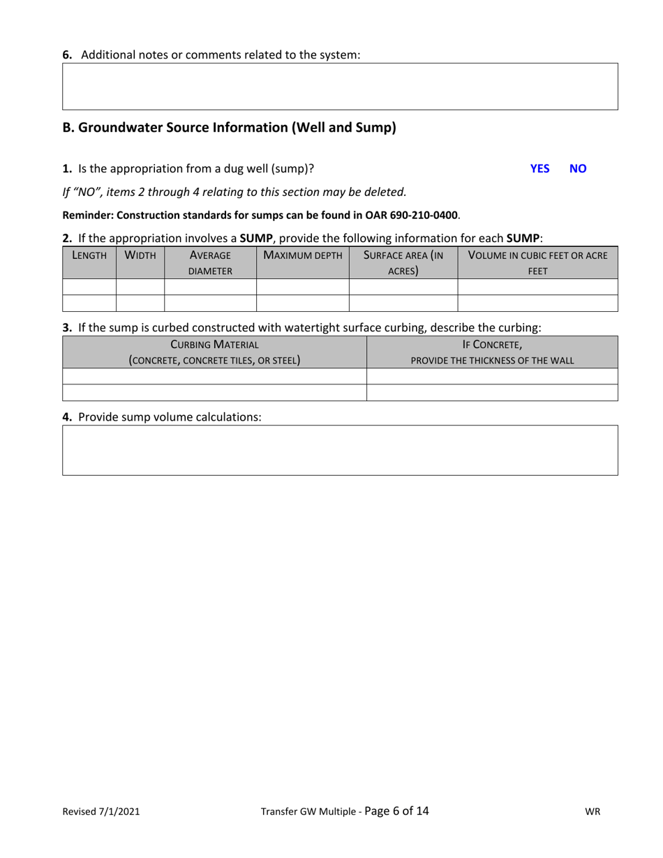 Claims of Beneficial Use for Transfer With Multiple Changes - Groundwater - Oregon, Page 6