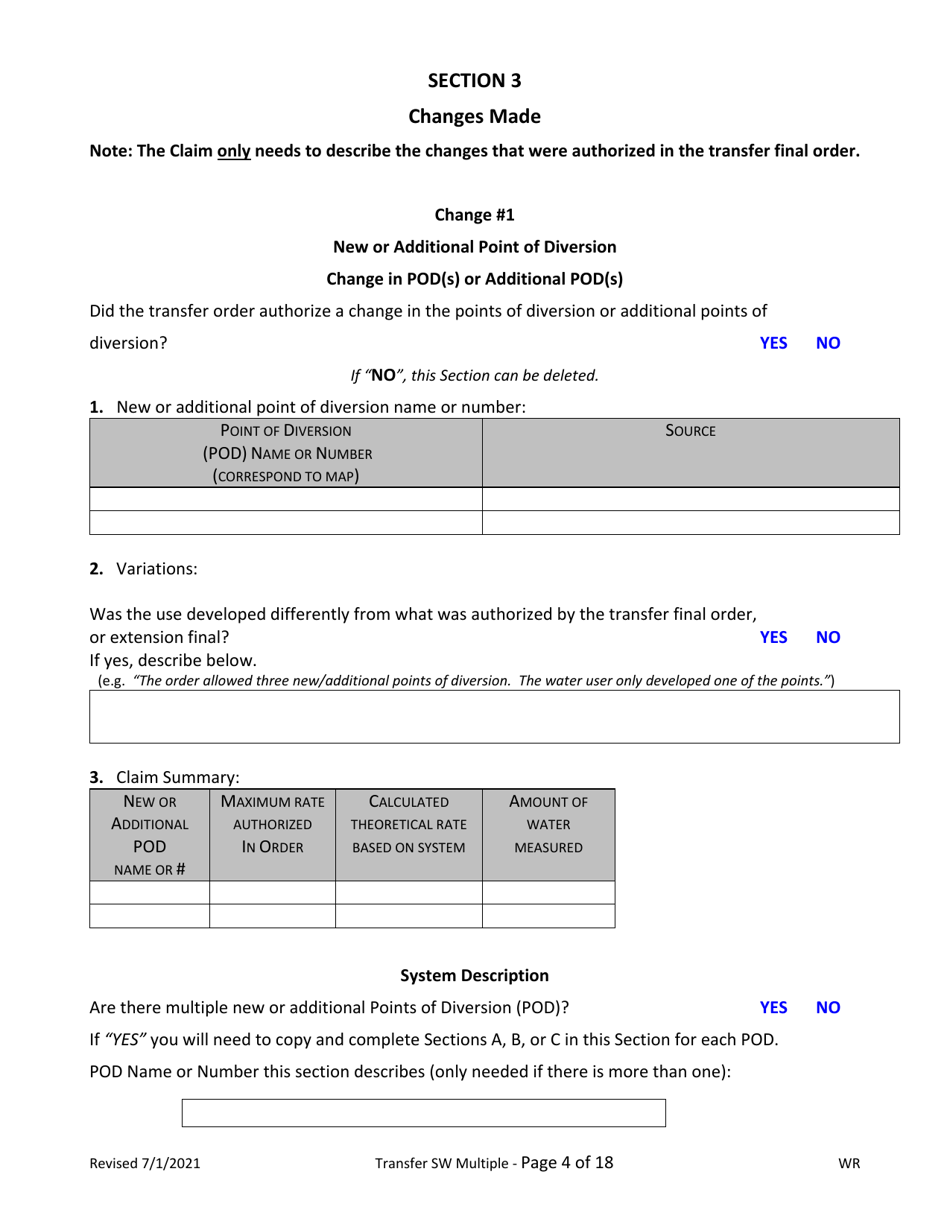 Claims of Beneficial Use for Transfer With Multiple Changes - Surface Water - Oregon, Page 4