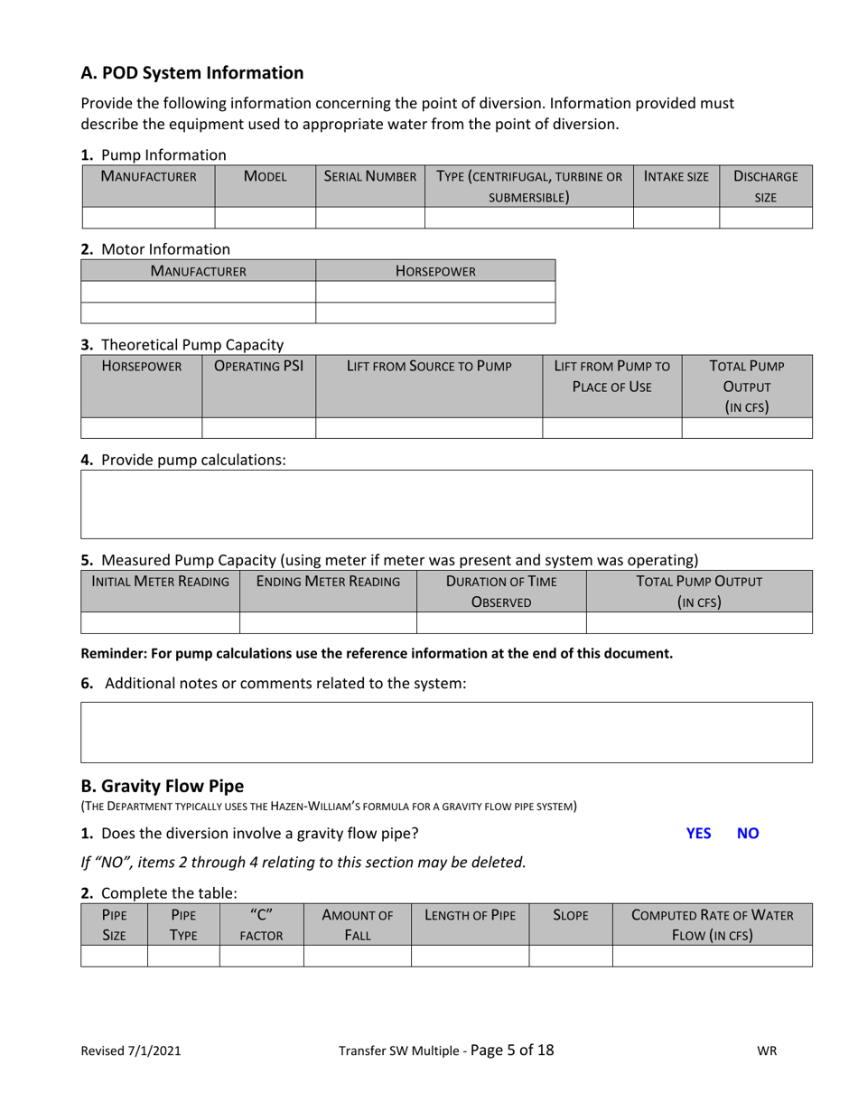 Claims of Beneficial Use for Transfer With Multiple Changes - Surface Water - Oregon, Page 5