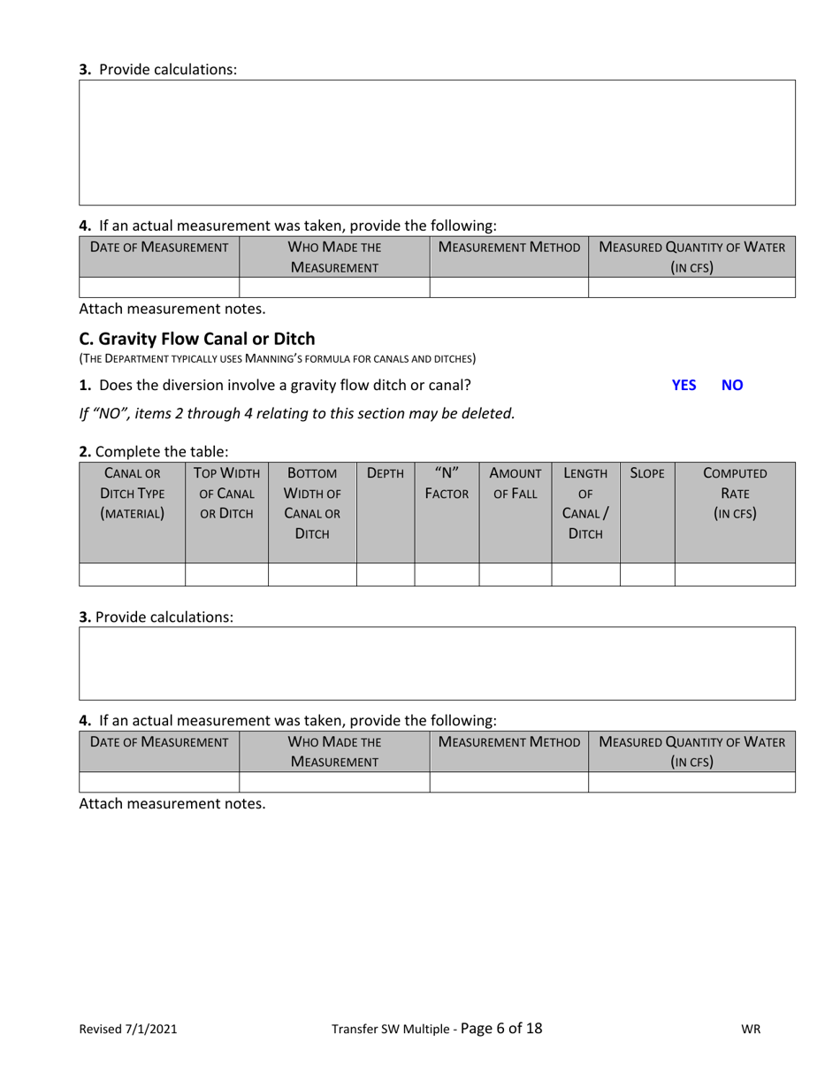 Claims of Beneficial Use for Transfer With Multiple Changes - Surface Water - Oregon, Page 6