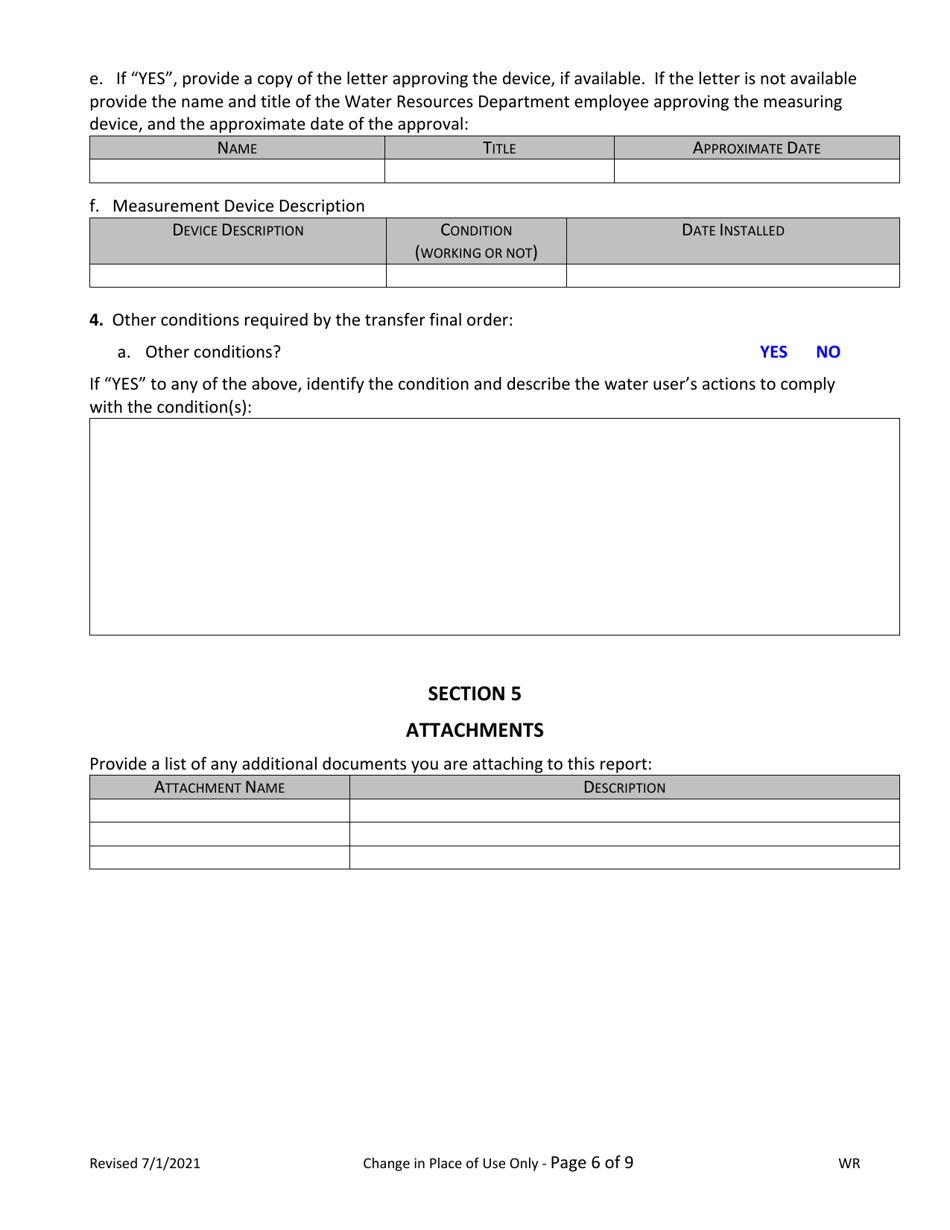 Claims of Beneficial Use for Transfers Place of Use Only - Oregon, Page 6