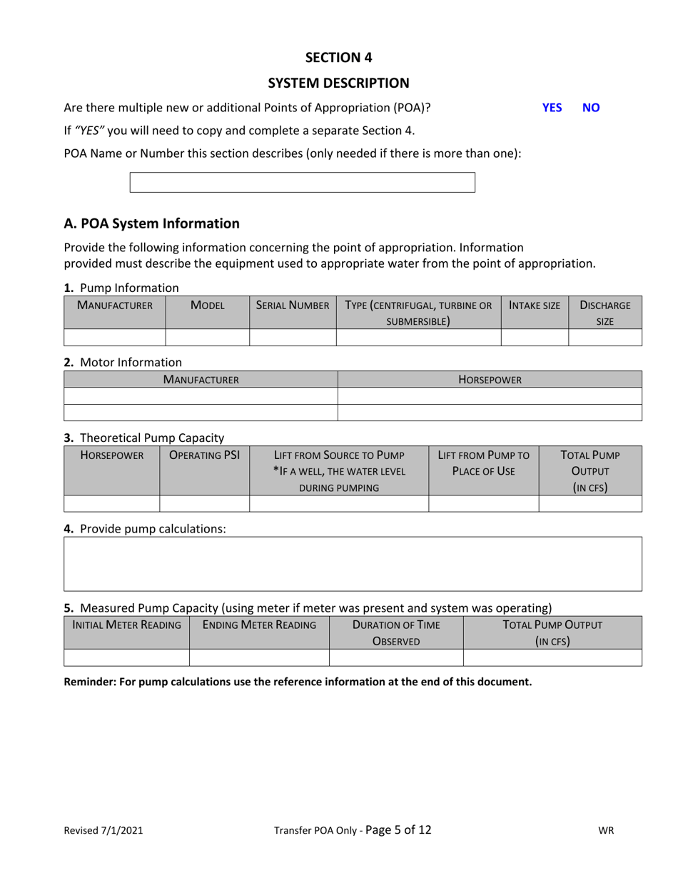 Claims of Beneficial Use for Transfers of New or Additional Poa Only (Groundwater) - Oregon, Page 5