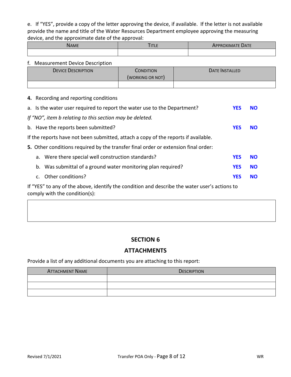 Claims of Beneficial Use for Transfers of New or Additional Poa Only (Groundwater) - Oregon, Page 8