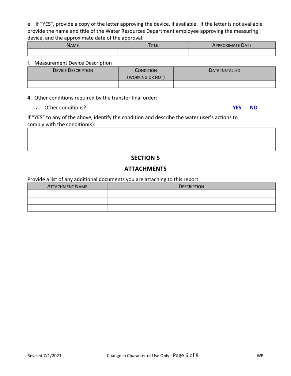 Claim of Beneficial Use for Transfers Changing Character of Use Only - Oregon, Page 6
