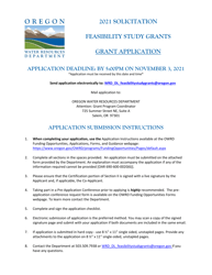 Document preview: Feasibility Study Grants - Grant Application - Oregon, 2021