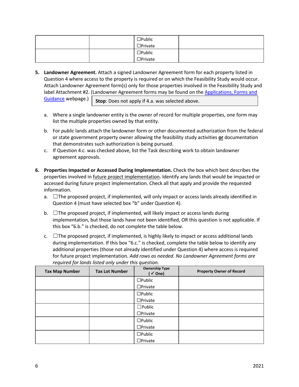 Feasibility Study Grants - Grant Application - Oregon, Page 6