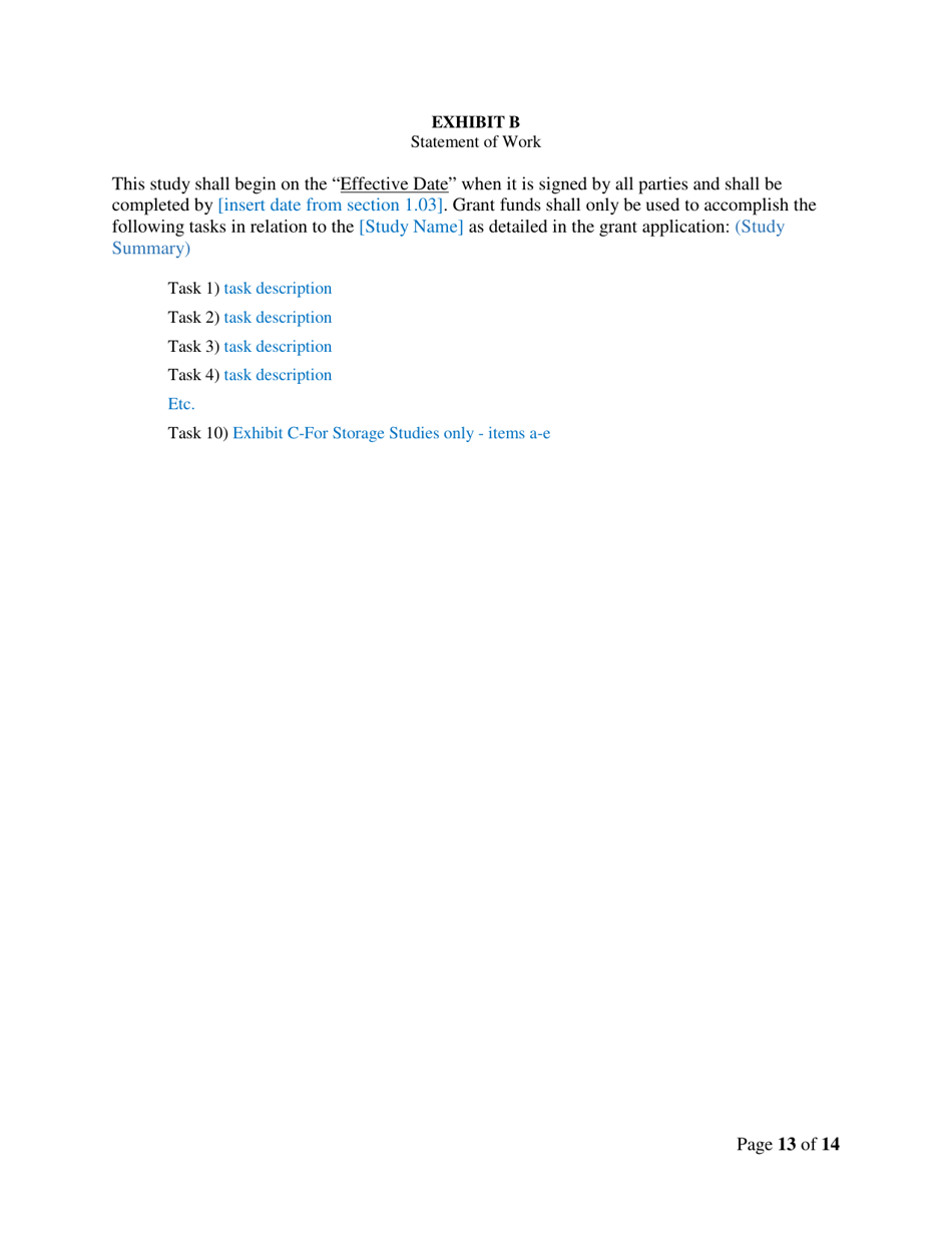 Feasibility Study Grants - Example Grant Agreement - Oregon, Page 13