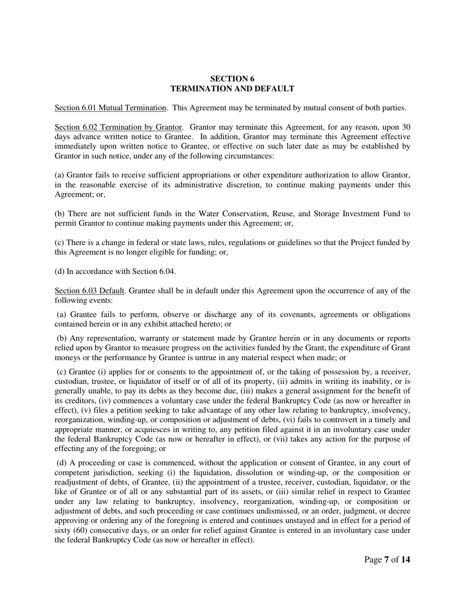 Feasibility Study Grants - Example Grant Agreement - Oregon, Page 7
