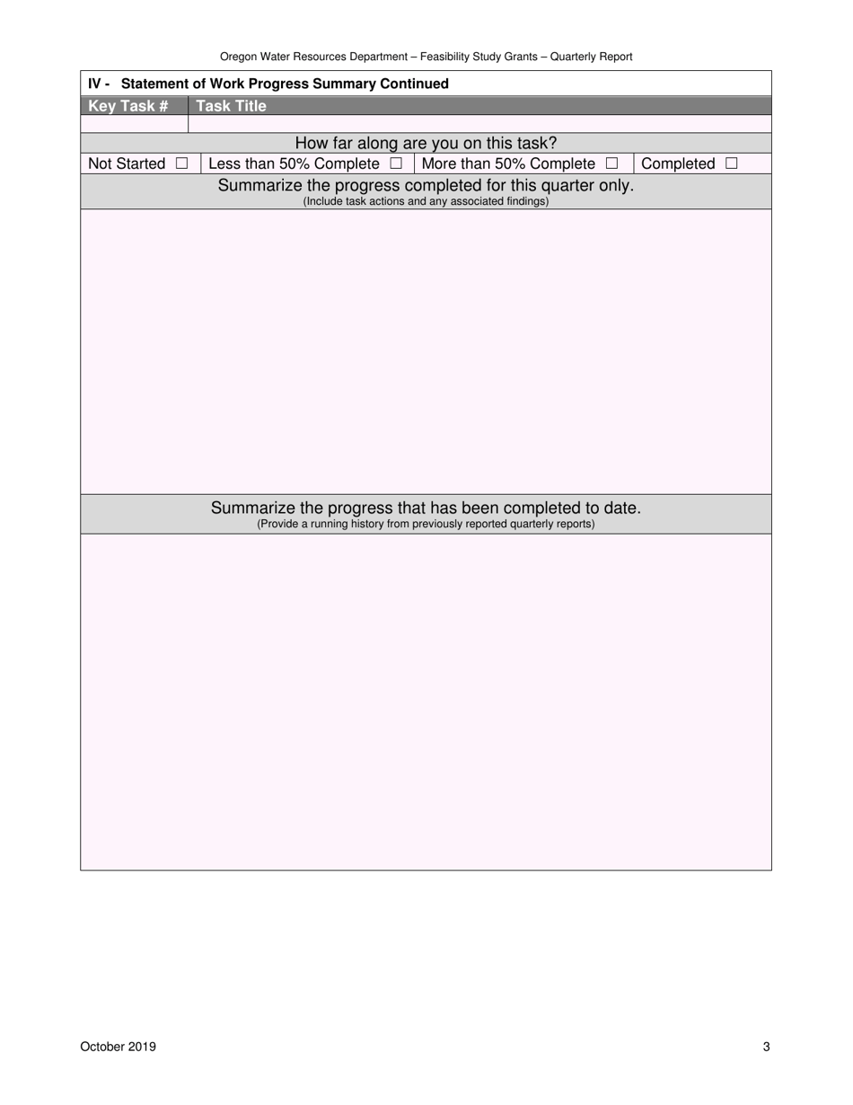 Feasibility Study Grants - Quarterly Report: Grants Awarded 2019 and 2020 - Oregon, Page 3