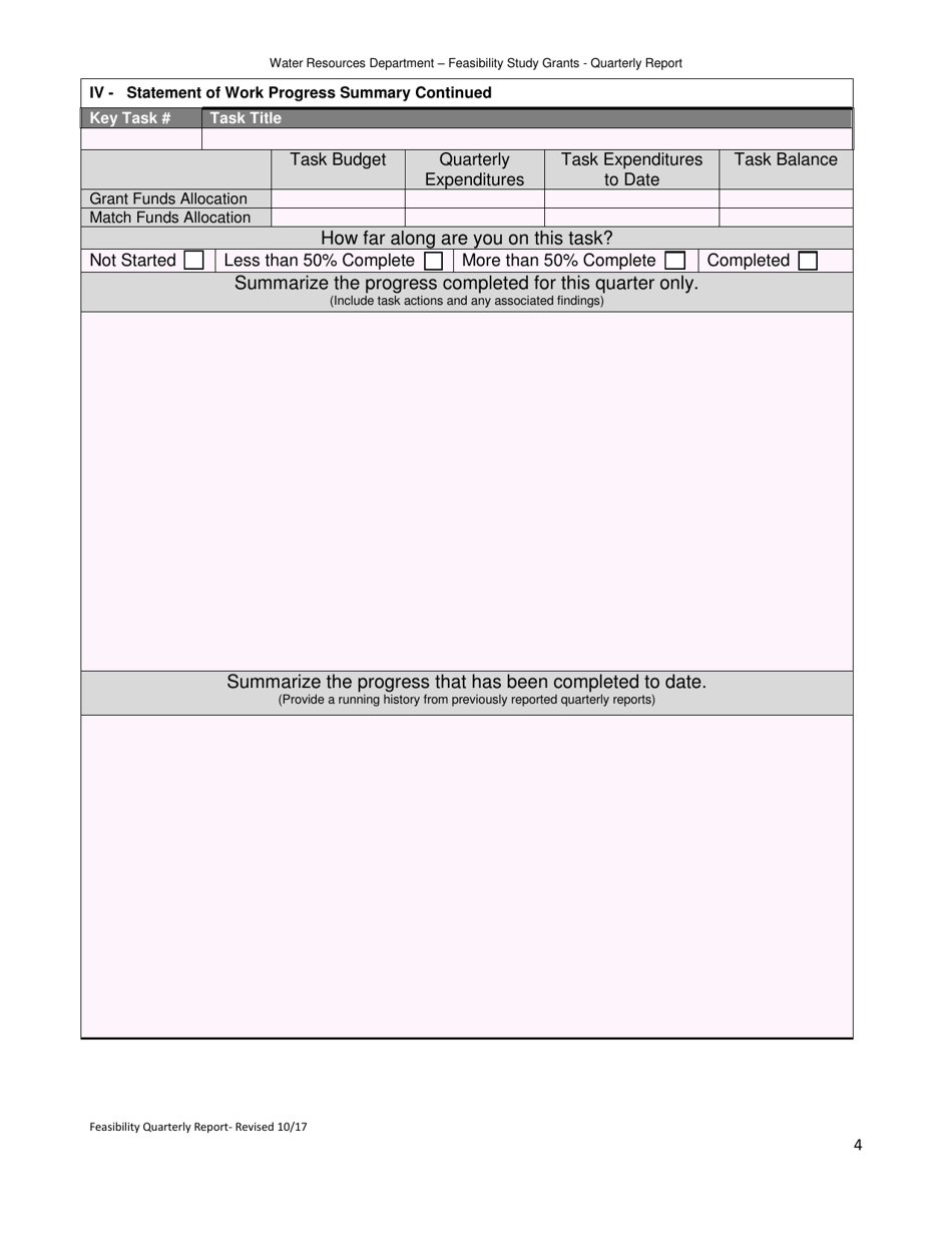 Feasibility Study Grants - Quarterly Report Form - Oregon, Page 4