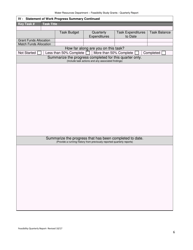 Feasibility Study Grants - Quarterly Report Form - Oregon, Page 6