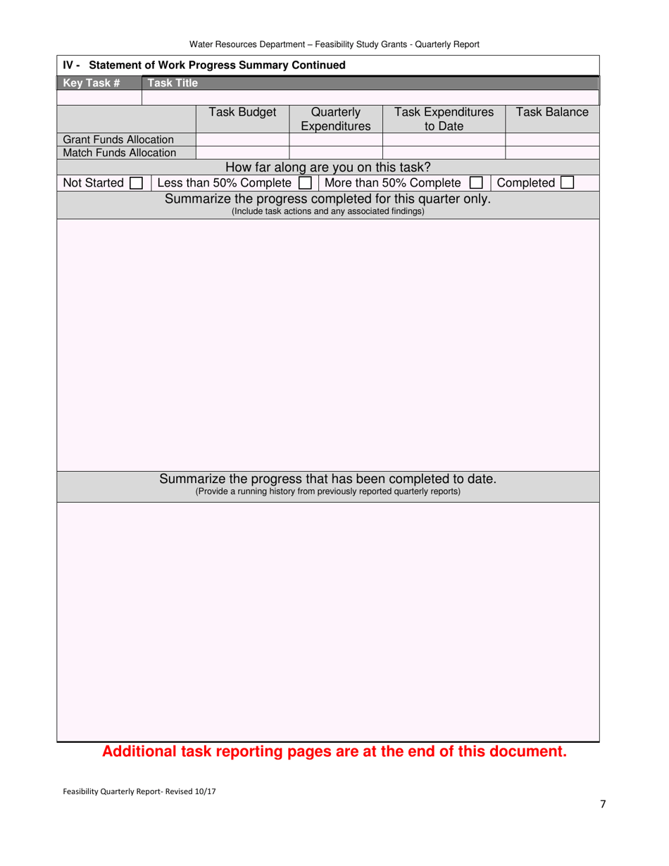 Feasibility Study Grants - Quarterly Report Form - Oregon, Page 7