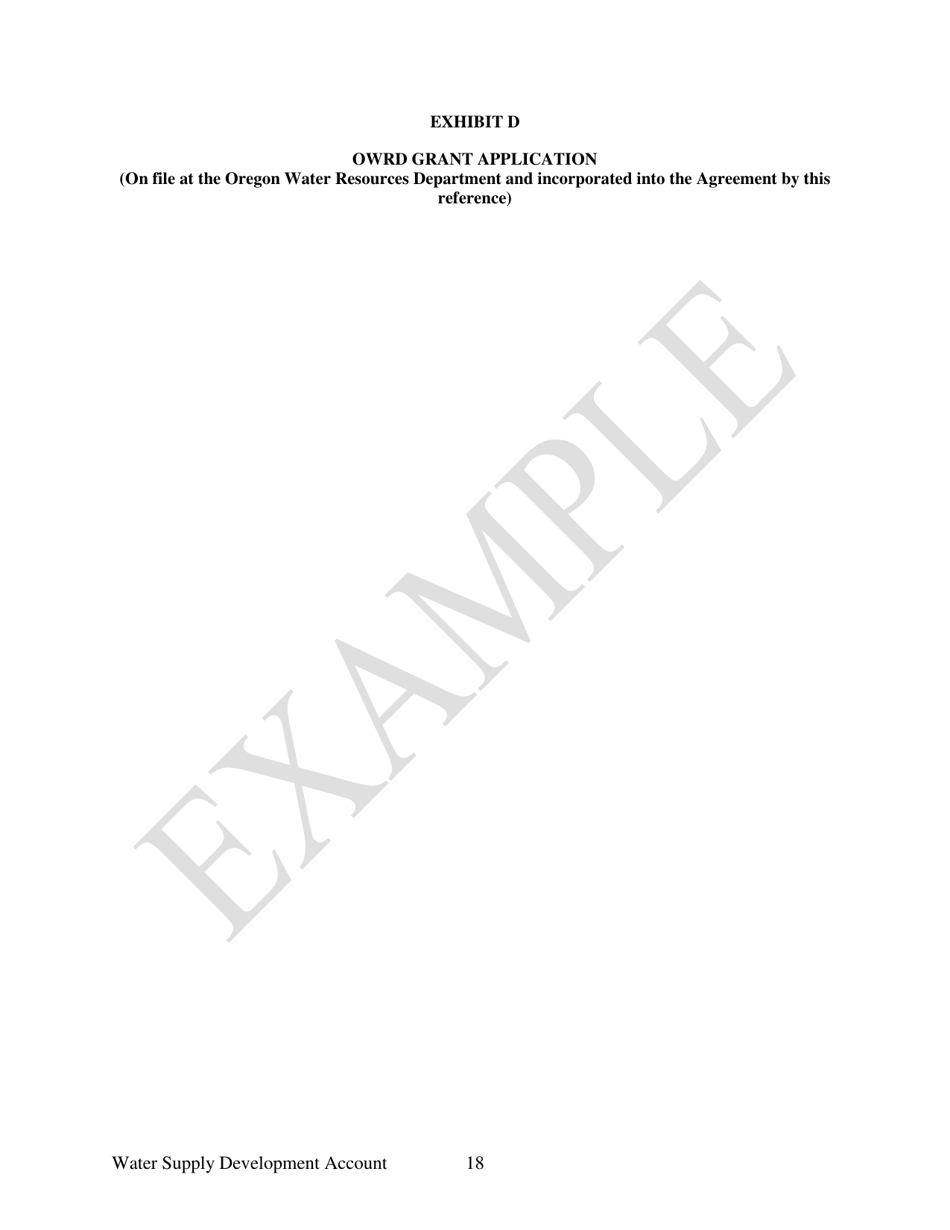 Water Supply Development Account Grant Agreement - Example - Oregon, Page 18