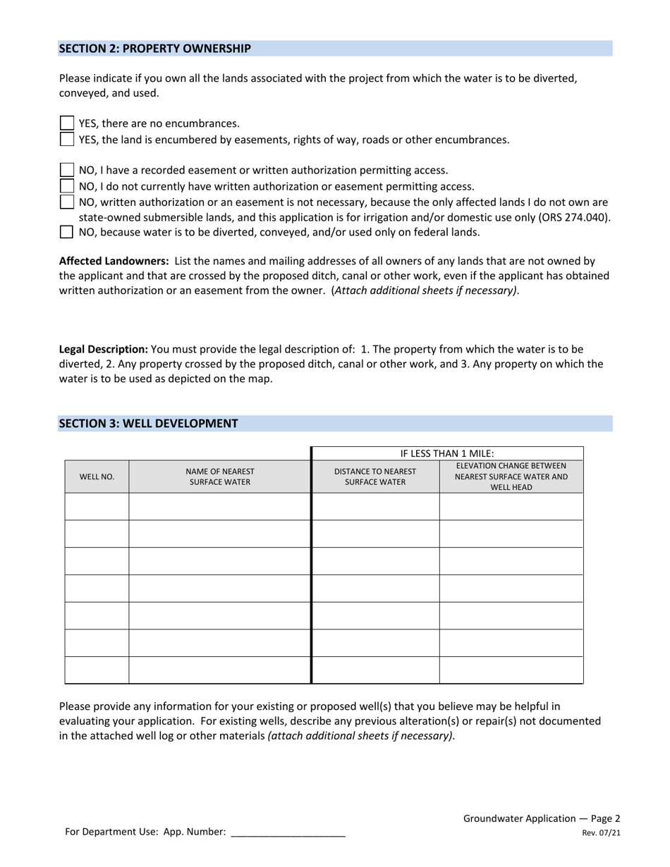 Oregon Application for a Permit to Use Groundwater - Fill Out, Sign ...