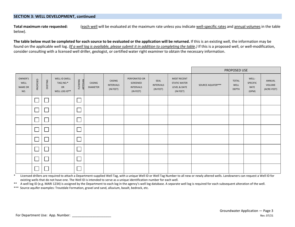Application for a Permit to Use Groundwater - Oregon, Page 3