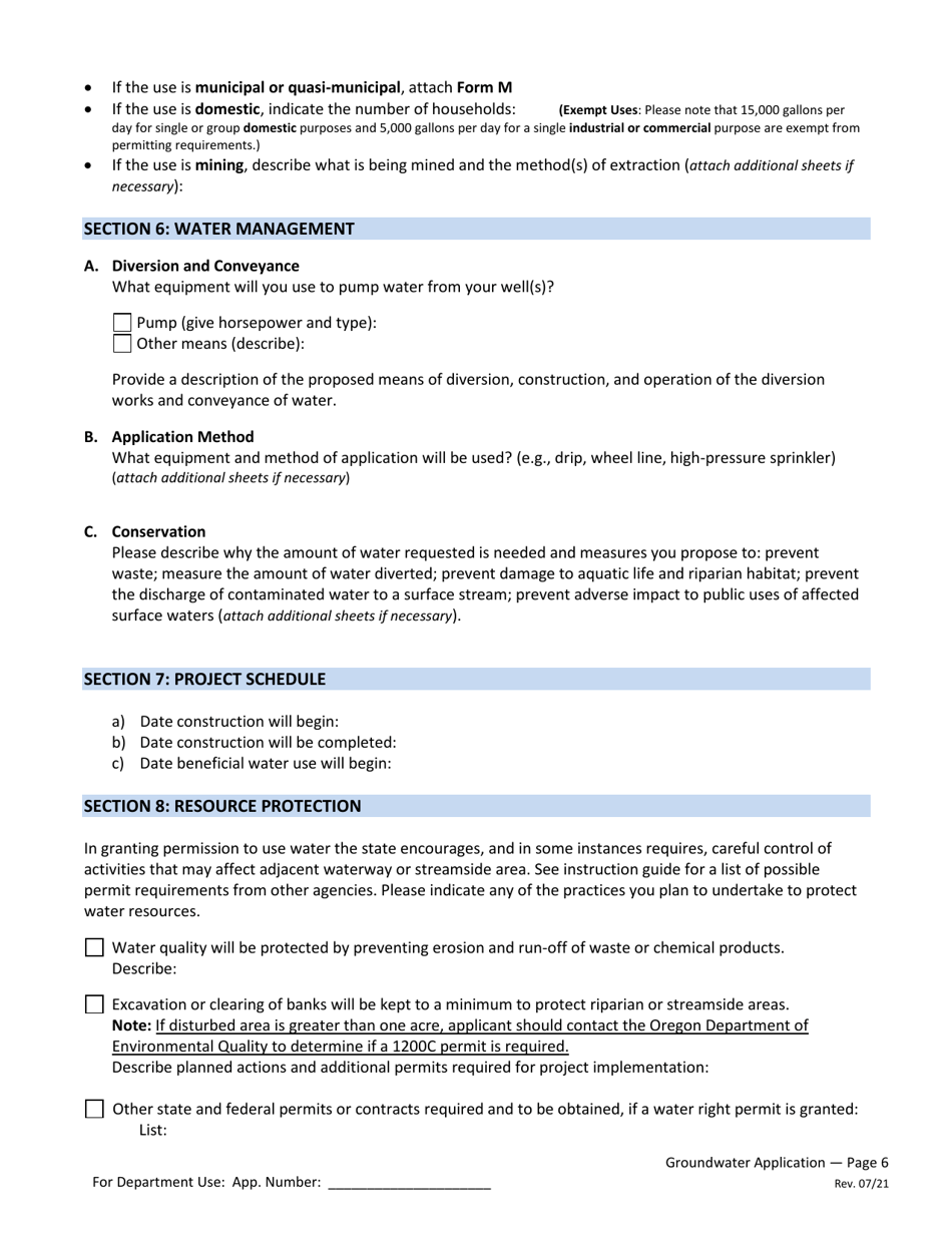 Application for a Permit to Use Groundwater - Oregon, Page 6