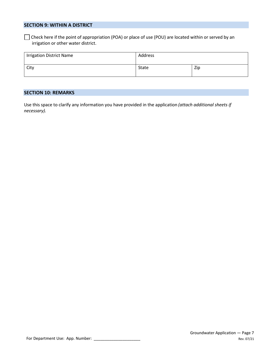 Application for a Permit to Use Groundwater - Oregon, Page 7