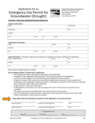 Application for an Emergency Use Permit for Groundwater (Drought) - Oregon, Page 3