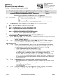 &quot;Application for District Instream Lease&quot; - Oregon