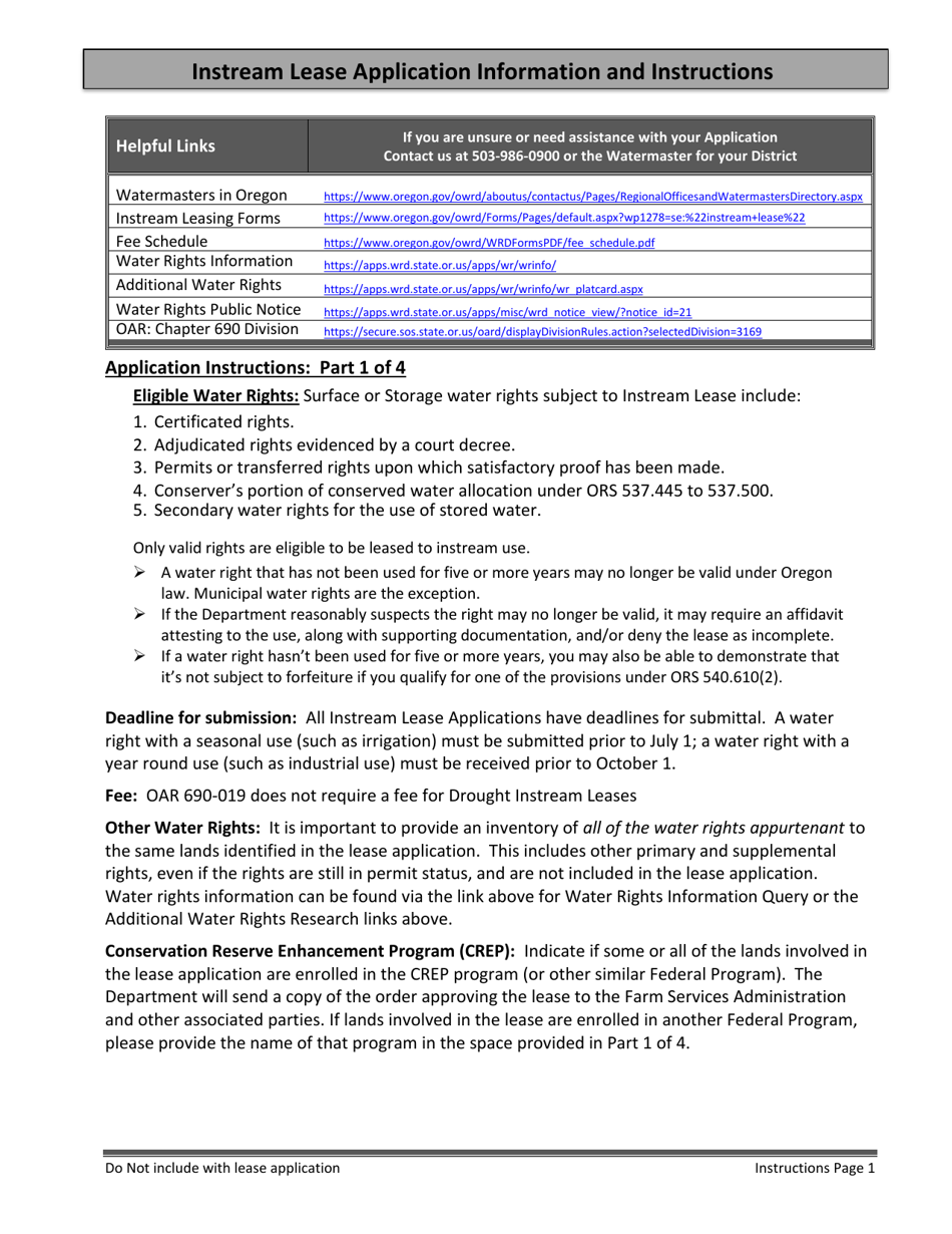 Application for Drought Instream Lease - Oregon, Page 7