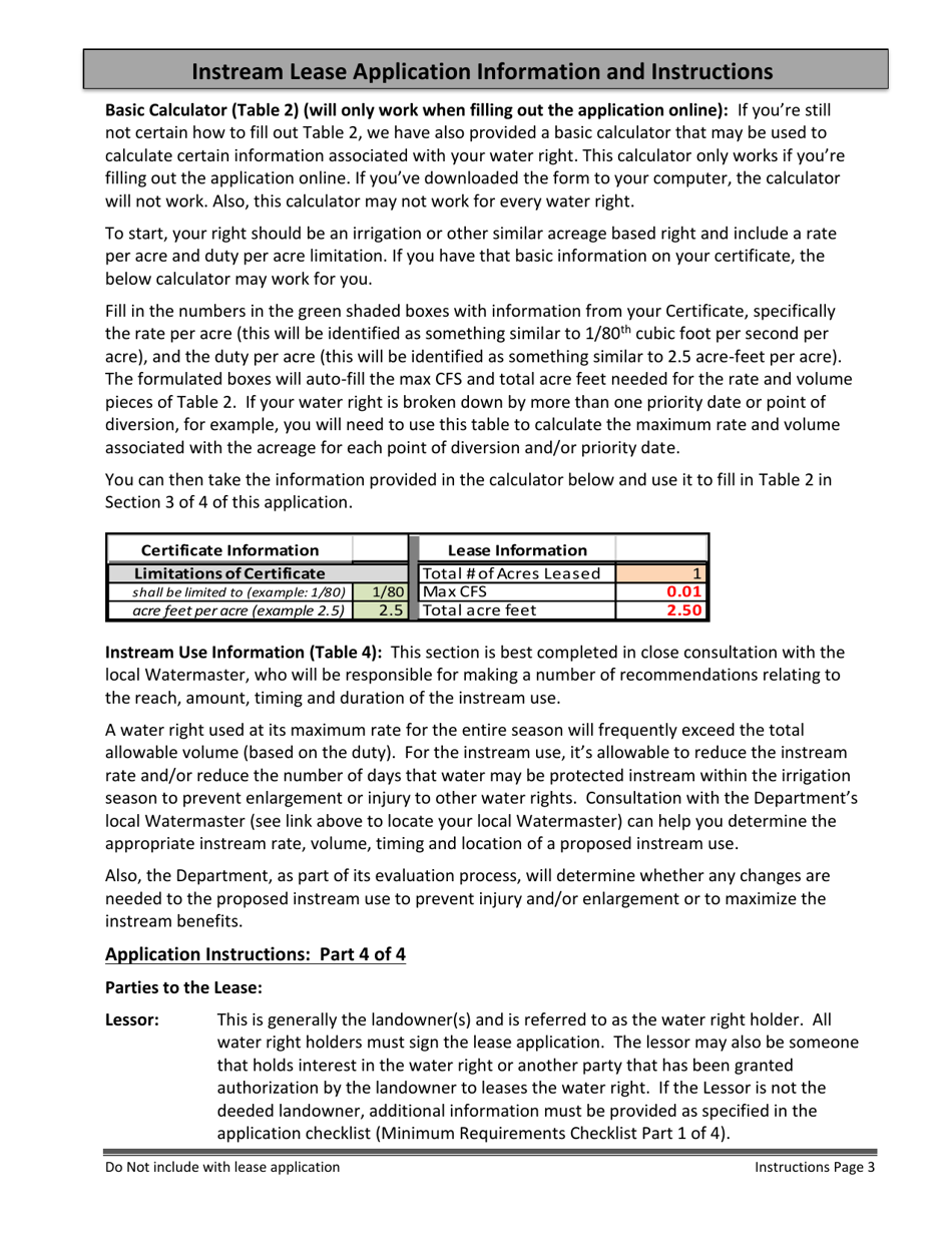 Application for Drought Instream Lease - Oregon, Page 9