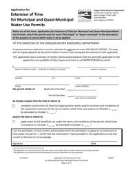 Application for Extension of Time for Municipal and Quasi-Municipal Water Use Permits - Oregon