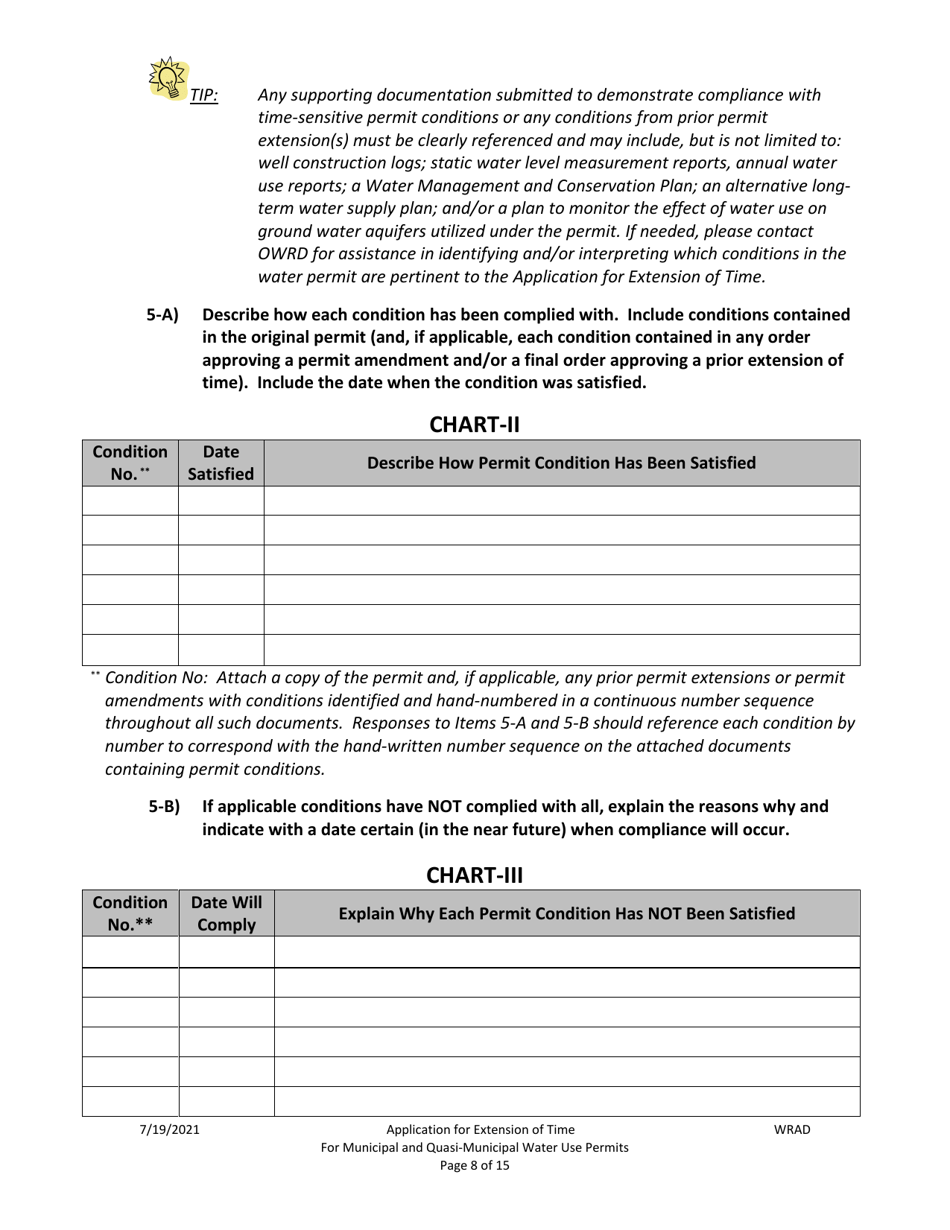 Application for Extension of Time for Municipal and Quasi-Municipal Water Use Permits - Oregon, Page 8