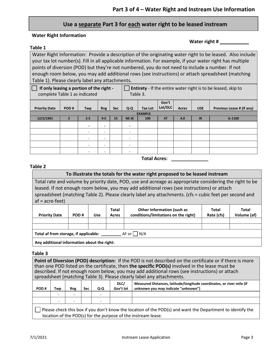 Application for Instream Lease - Oregon, Page 3