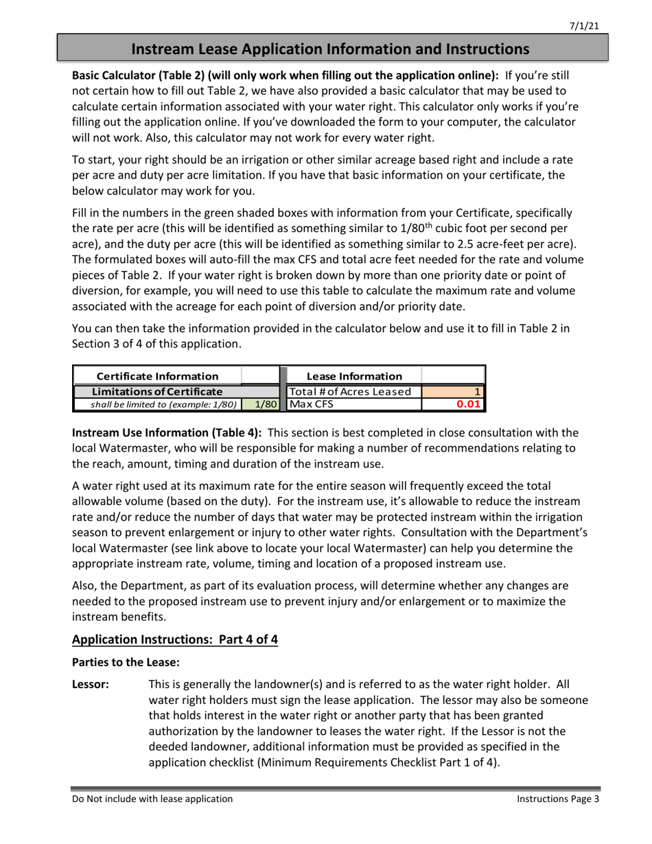 Application for Instream Lease - Oregon, Page 9
