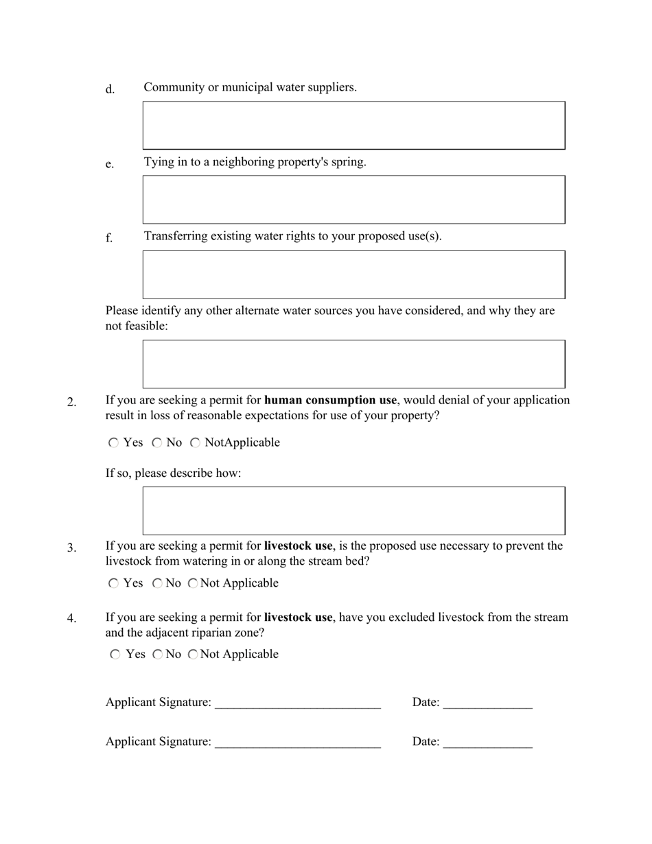 Application Supplement for Human Consumption and Livestock Uses - Oregon, Page 2