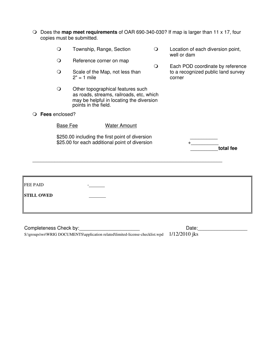 Criteria for Evaluating an Application for a Limited License - Oregon, Page 4