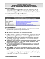 &quot;Drought Instream Lease (Standard or District) Renewal Application&quot; - Oregon